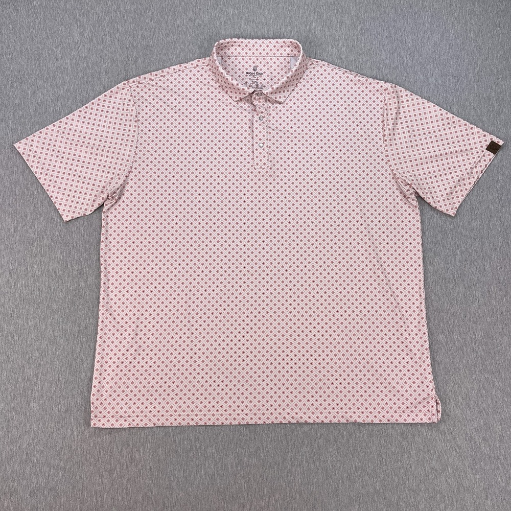 Iron Oak Polo Shirt Mens 3XL Red/Pink Revel Pearl Snap Short Sleeve Golf Stretch - Picture 2 of 12